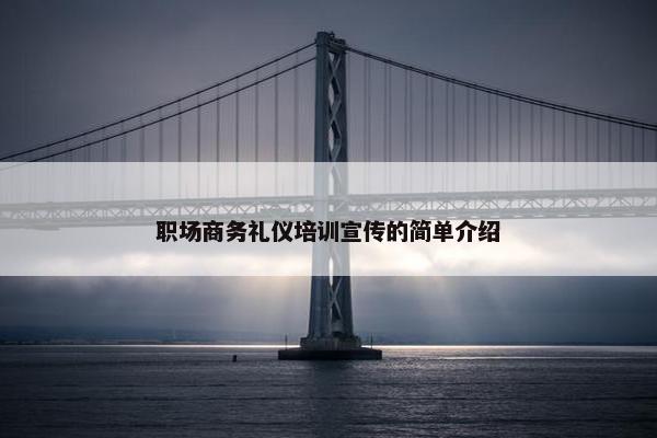 职场商务礼仪培训宣传的简单介绍