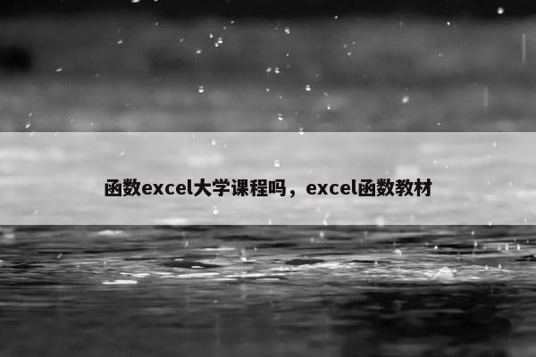 函数excel大学课程吗，excel函数教材
