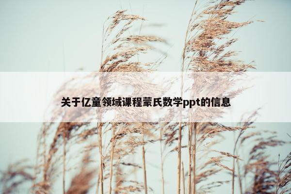 关于亿童领域课程蒙氏数学ppt的信息