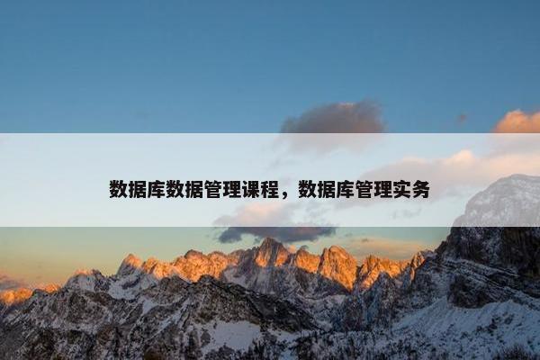 数据库数据管理课程，数据库管理实务