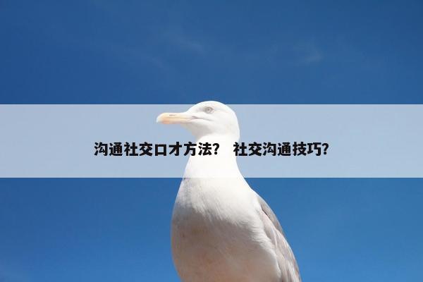沟通社交口才方法？ 社交沟通技巧？