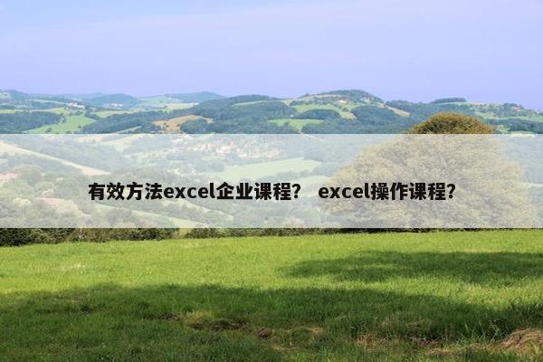 有效方法excel企业课程？ excel操作课程？