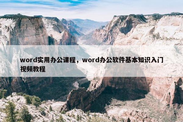 word实用办公课程，word办公软件基本知识入门视频教程