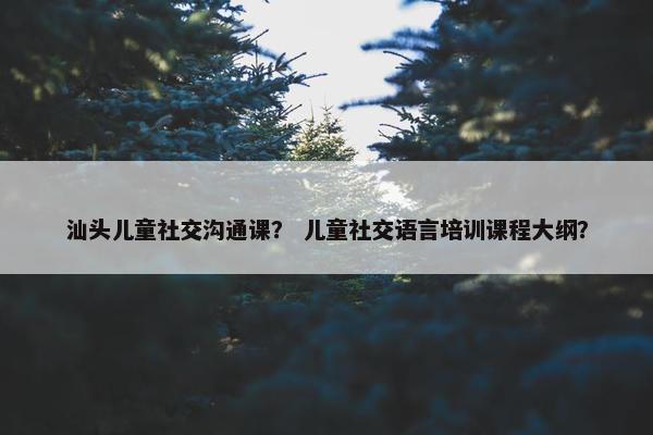 汕头儿童社交沟通课？ 儿童社交语言培训课程大纲？