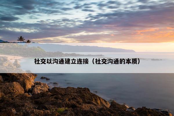 社交以沟通建立连接（社交沟通的本质）