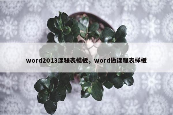 word2013课程表模板，word做课程表样板