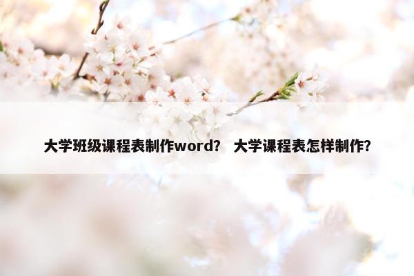大学班级课程表制作word？ 大学课程表怎样制作？