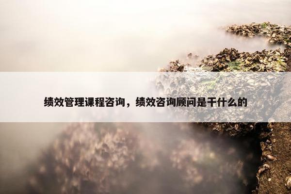 绩效管理课程咨询，绩效咨询顾问是干什么的