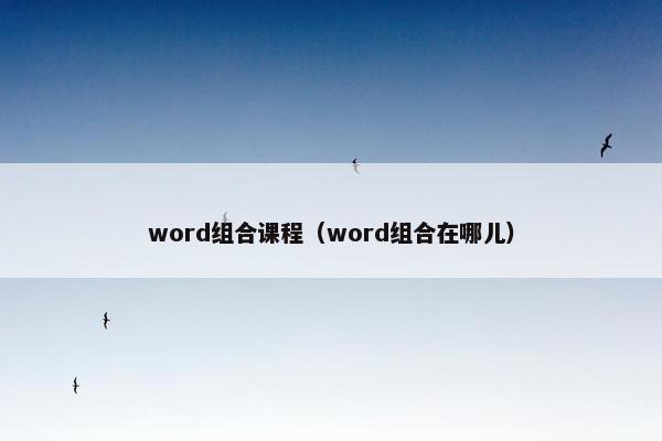 word组合课程（word组合在哪儿）