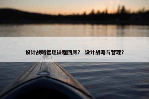 设计战略管理课程回顾？ 设计战略与管理？