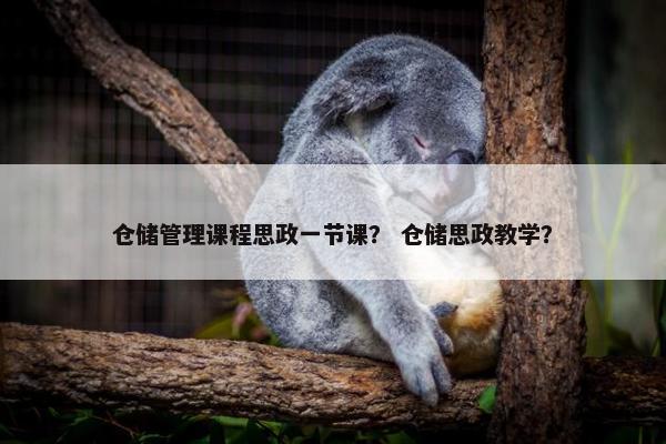 仓储管理课程思政一节课？ 仓储思政教学？