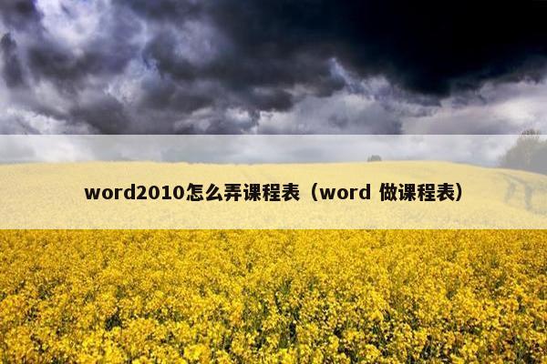 word2010怎么弄课程表（word 做课程表）