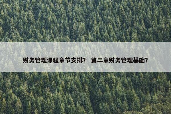 财务管理课程章节安排？ 第二章财务管理基础？