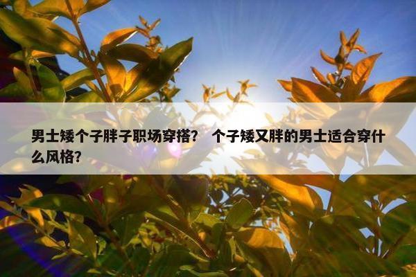 男士矮个子胖子职场穿搭？ 个子矮又胖的男士适合穿什么风格？