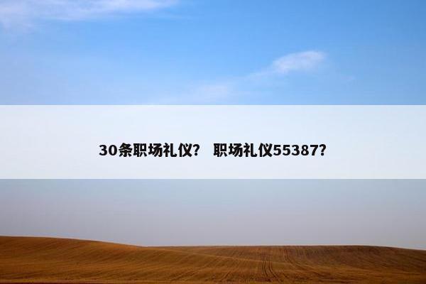 30条职场礼仪？ 职场礼仪55387？