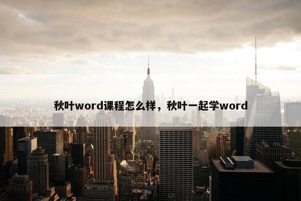 秋叶word课程怎么样，秋叶一起学word