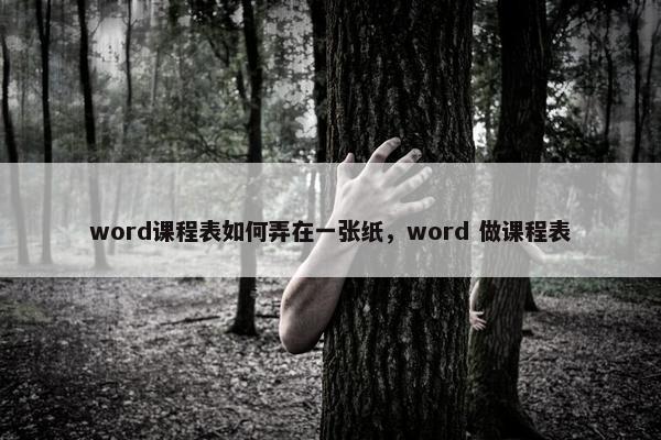 word课程表如何弄在一张纸，word 做课程表