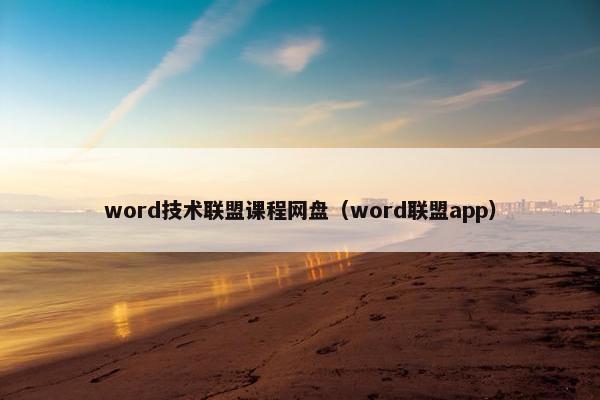 word技术联盟课程网盘（word联盟app）