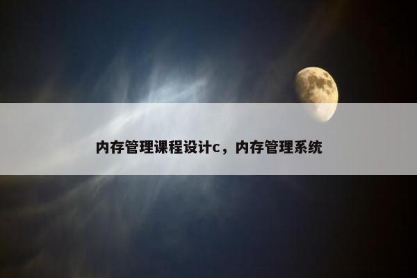 内存管理课程设计c，内存管理系统