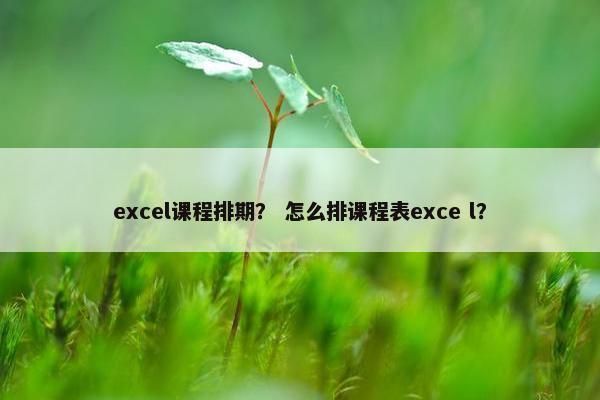 excel课程排期？ 怎么排课程表exce l？