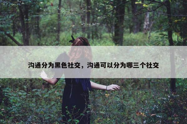 沟通分为黑色社交，沟通可以分为哪三个社交