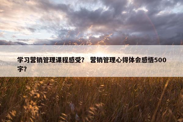 学习营销管理课程感受？ 营销管理心得体会感悟500字？