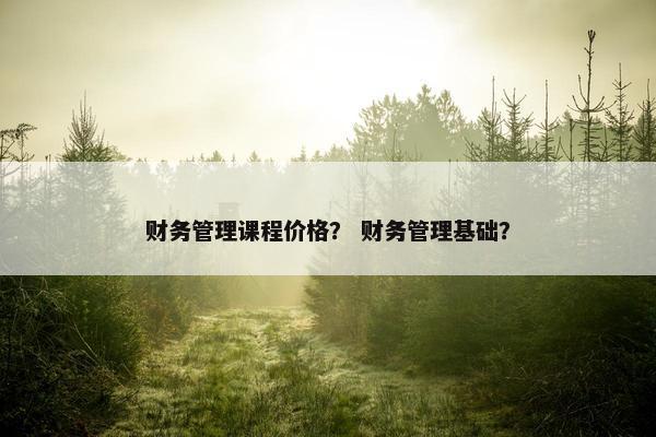 财务管理课程价格？ 财务管理基础？