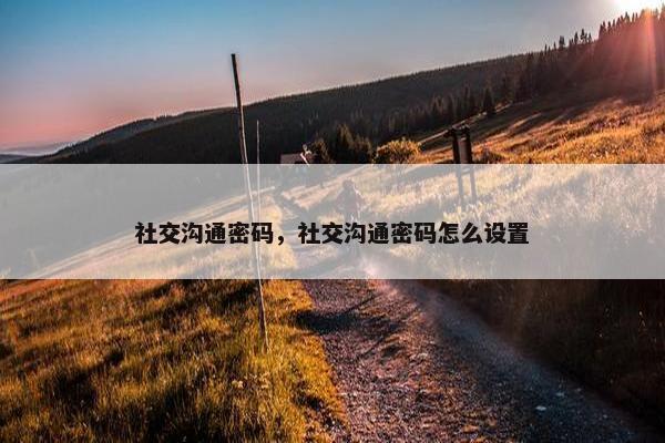 社交沟通密码，社交沟通密码怎么设置