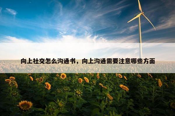 向上社交怎么沟通书，向上沟通需要注意哪些方面