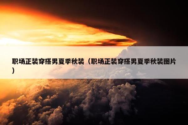 职场正装穿搭男夏季秋装（职场正装穿搭男夏季秋装图片）