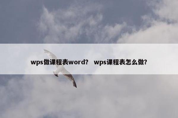 wps做课程表word？ wps课程表怎么做？